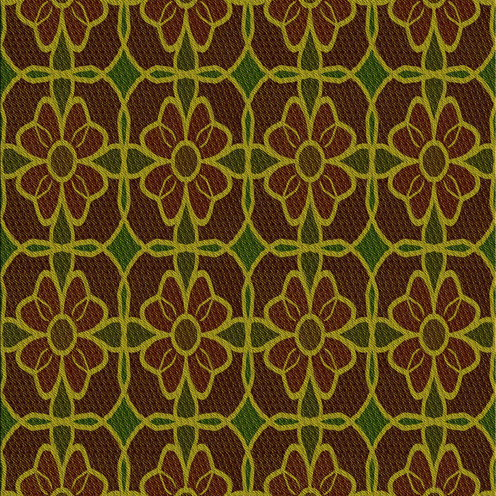 Patterned Dark Yellow Green Rug, pat2936yw
