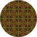 Square Machine Washable Transitional Dark Yellow Green Rug in a Living Room, wshpat2936yw