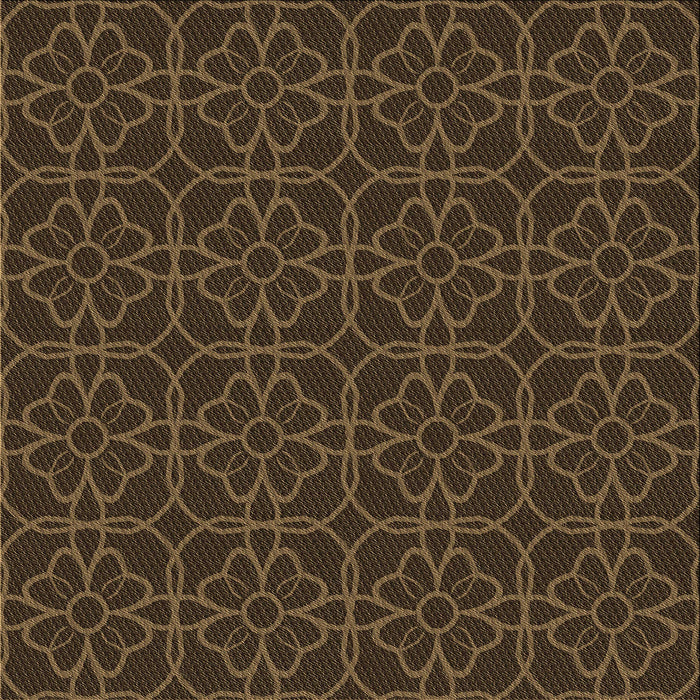 Round Patterned Oak Brown Rug, pat2937brn