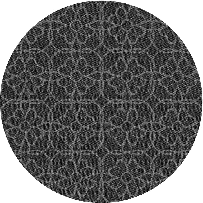 Square Patterned Charcoal Black Rug, pat2937gry