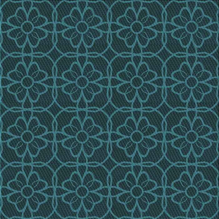 Round Patterned Dark Cyan Green Rug, pat2937lblu