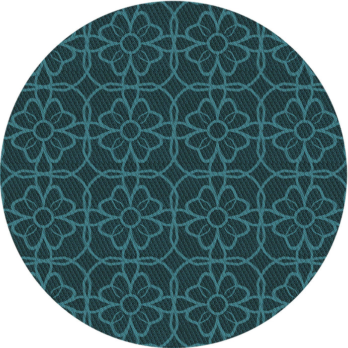 Square Patterned Dark Cyan Green Rug, pat2937lblu
