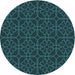 Square Machine Washable Transitional Dark Cyan Green Rug in a Living Room, wshpat2937lblu