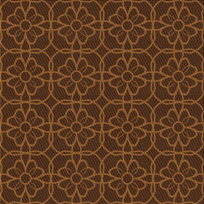 Round Patterned Mahogany Brown Rug, pat2937org