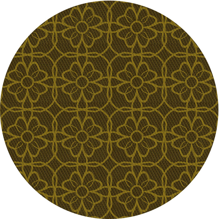 Square Patterned Dark Yellow Green Rug, pat2937yw
