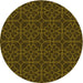 Square Patterned Dark Yellow Green Rug, pat2937yw