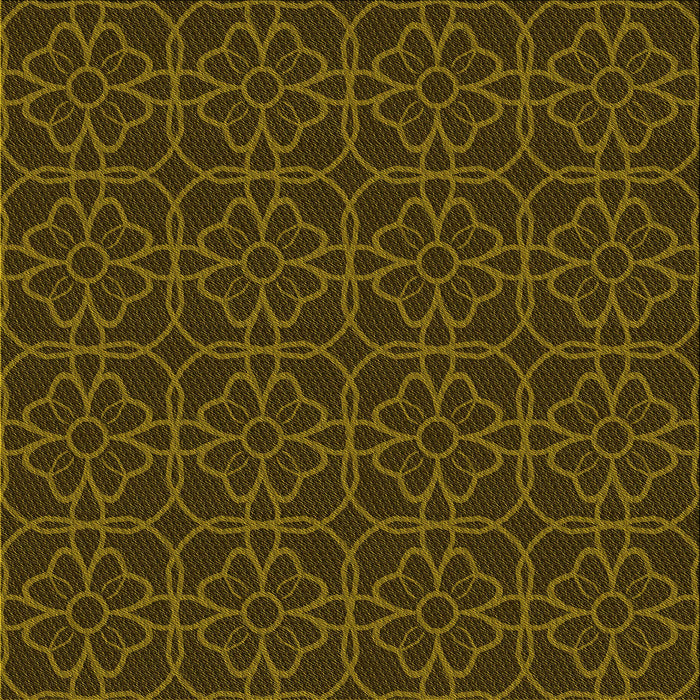 Round Patterned Dark Yellow Green Rug, pat2937yw