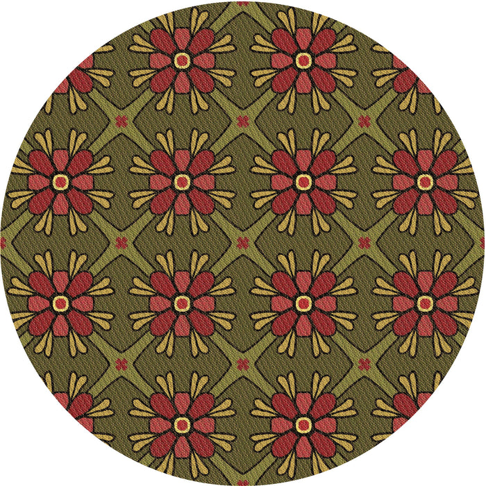 Square Machine Washable Transitional Dark Yellow Green Rug in a Living Room, wshpat2938brn