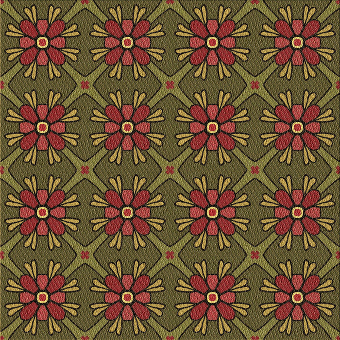 Round Machine Washable Transitional Dark Yellow Green Rug, wshpat2938brn