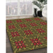 Machine Washable Transitional Dark Yellow Green Rug in a Family Room, wshpat2938brn