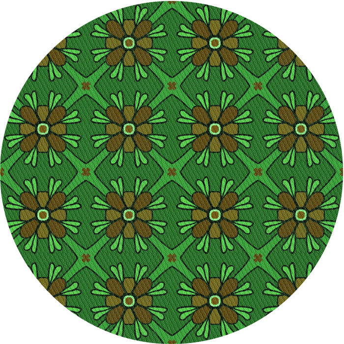 Square Machine Washable Transitional Dark Forest Green Rug in a Living Room, wshpat2938grn