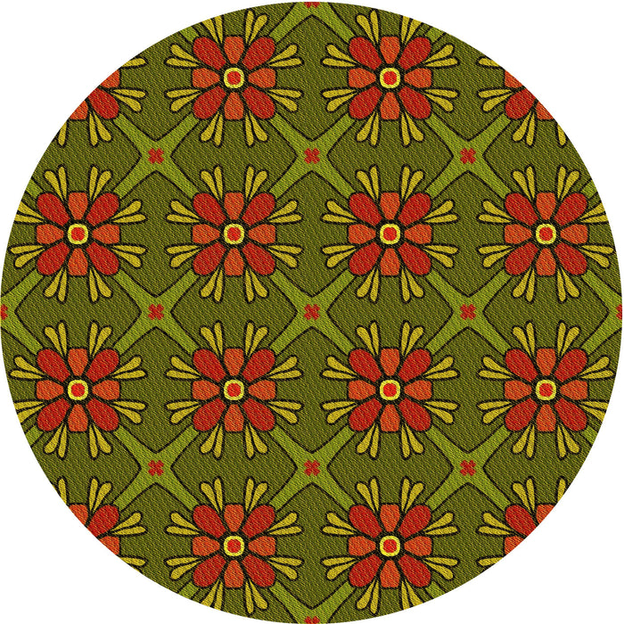 Square Machine Washable Transitional Dark Yellow Green Rug in a Living Room, wshpat2938yw