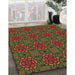 Machine Washable Transitional Hazel Green Rug in a Family Room, wshpat2939brn