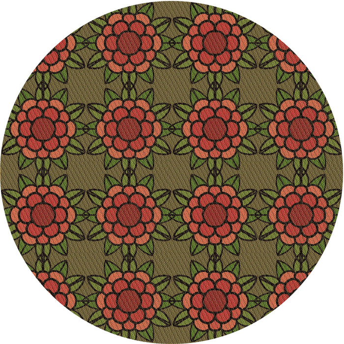 Square Patterned Hazel Green Rug, pat2939brn