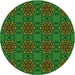 Square Patterned Dark Lime Green Rug, pat2939grn