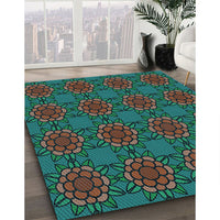 Patterned Earth Green Rug, pat2939lblu