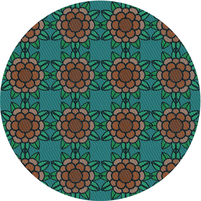 Square Patterned Earth Green Rug, pat2939lblu