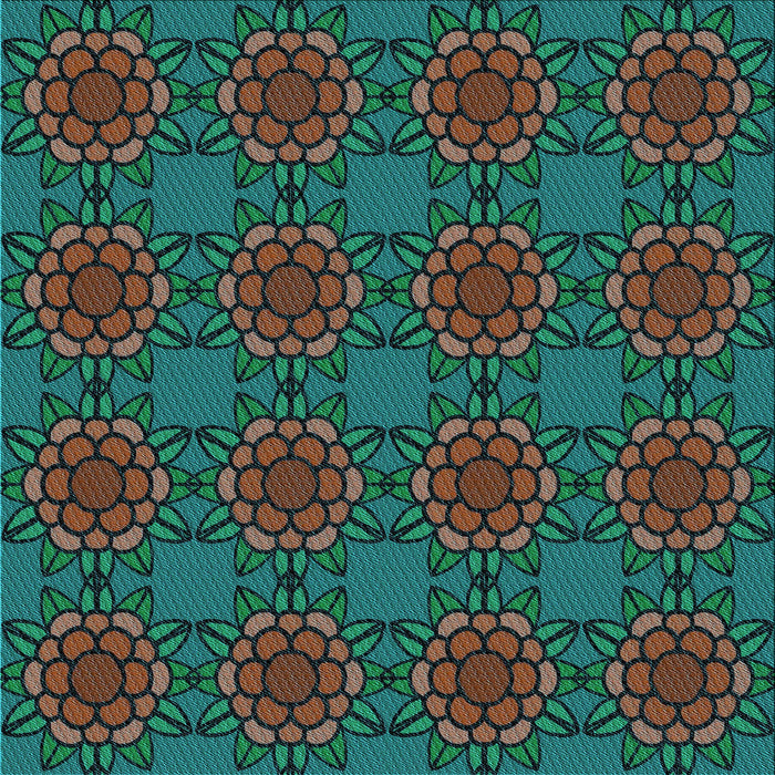 Round Patterned Earth Green Rug, pat2939lblu