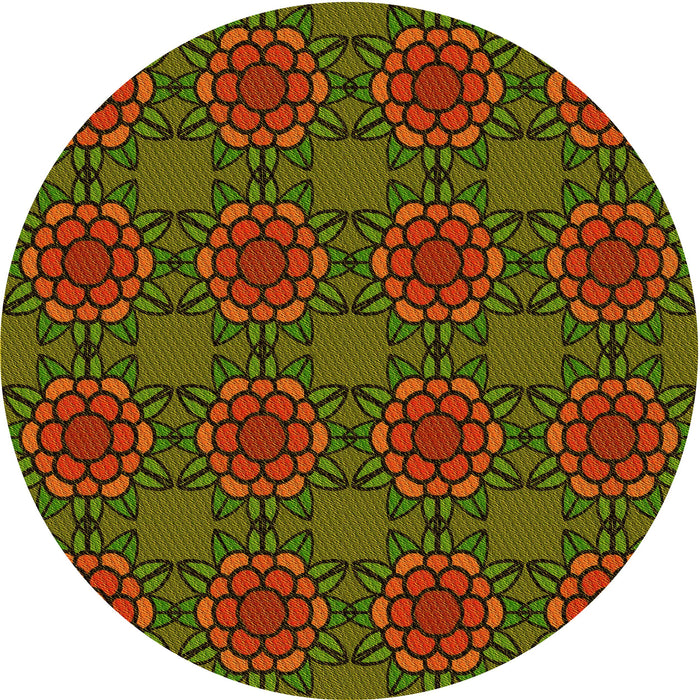 Square Patterned Olive Green Rug, pat2939yw