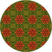 Square Patterned Olive Green Rug, pat2939yw