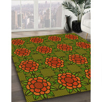 Patterned Olive Green Rug, pat2939yw