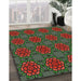 Machine Washable Transitional Fern Green Rug in a Family Room, wshpat2939