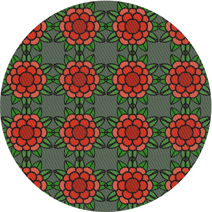 Square Machine Washable Transitional Fern Green Rug, wshpat2939