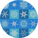 Sideview of Patterned Blue Novelty Rug, pat293