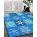 Machine Washable Transitional Diamond Blue Rug in a Family Room, wshpat293