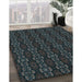 Patterned Green Rug in Family Room, pat294lblu
