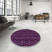 Round Patterned Purple Lily Purple Rug in a Office, pat294pur