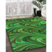 Machine Washable Transitional Deep Emerald Green Rug in a Family Room, wshpat2940grn