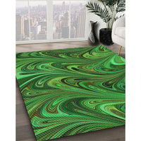 Patterned Deep Emerald Green Rug, pat2940grn