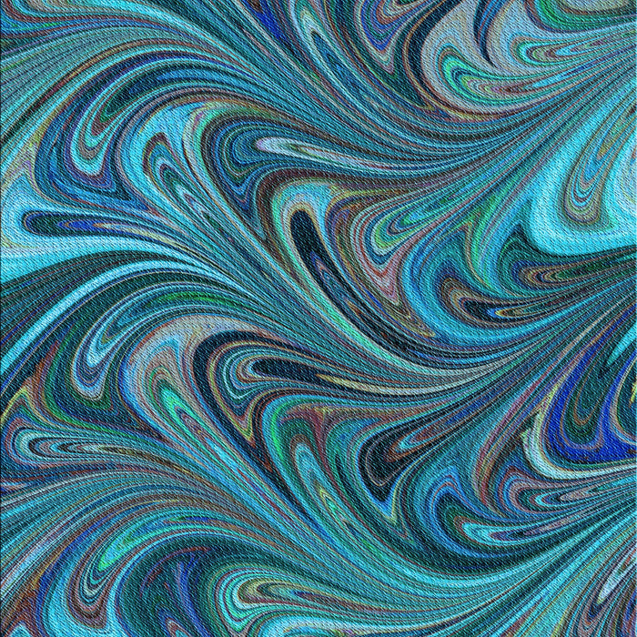 Patterned Dark Turquoise Green Rug, pat2940lblu