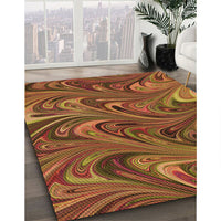 Patterned Tomato Red Rug, pat2940org