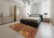 Patterned Tomato Red Rug in a Bedroom, pat2940org