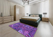 Patterned Bright Purple Rug in a Bedroom, pat2940pur