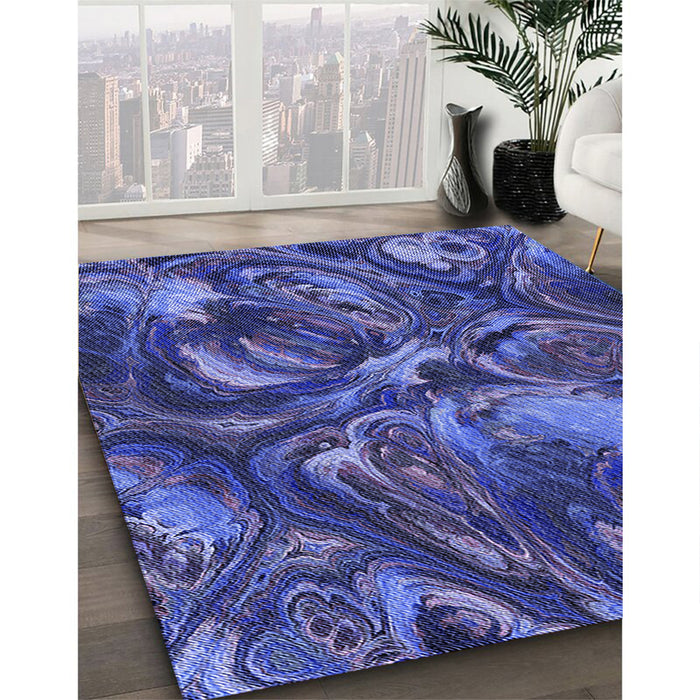 Patterned Light Slate Blue Rug in Family Room, pat2941blu