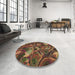 Round Patterned Light Brown Rug in a Office, pat2941brn