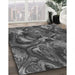 Machine Washable Transitional Dark Gray Black Rug in a Family Room, wshpat2941gry