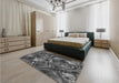 Patterned Dark Gray Black Rug in a Bedroom, pat2941gry