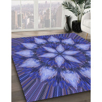 Patterned Light Slate Blue Rug, pat2942blu