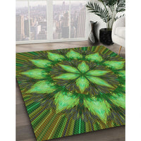 Patterned Army Green Rug, pat2942grn