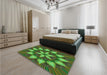 Patterned Army Green Rug in a Bedroom, pat2942grn