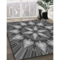 Patterned Black Rug, pat2942gry