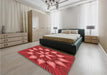 Round Machine Washable Transitional Red Rug in a Office, wshpat2942rd