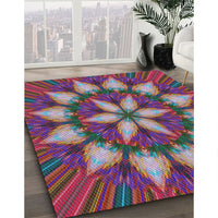 Patterned Dark Raspberry Purple Modern Rug, pat2942