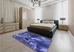 Patterned Light Slate Blue Rug in a Bedroom, pat2943blu