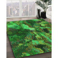 Patterned Dark Forest Green Rug, pat2943grn