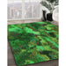 Patterned Dark Forest Green Rug in Family Room, pat2943grn